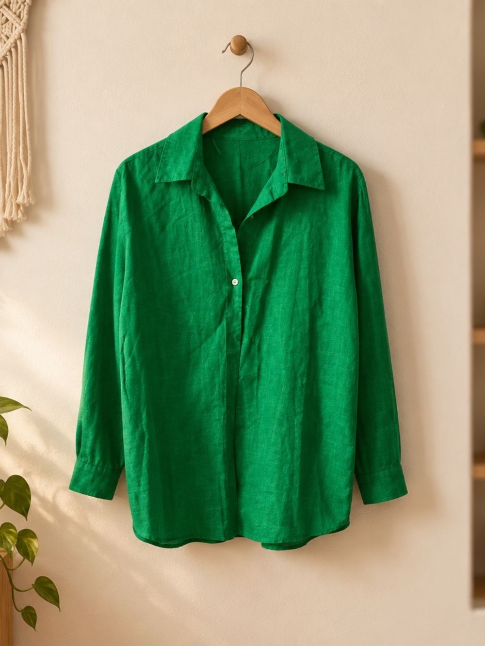 Zara Vibrant Green Long-Sleeve Button-Down Shirt